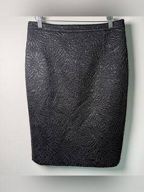 Andrew GN Paris Black Jacquard Pencil Skirt US 10 | Designer Luxury French